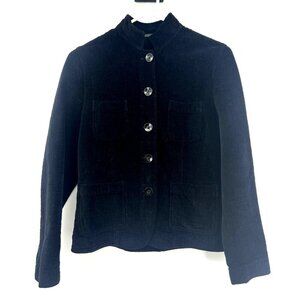 Bernadette Conte Black Velour Lightweight Button Front Jacket Womens 8